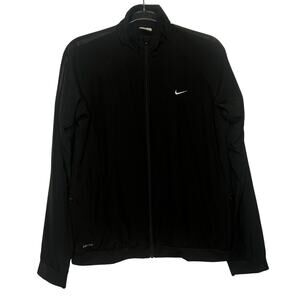 NIKE Dri-FIT Track Jacket Full Zip Lightweight Wind Resistant Black Mens Size M